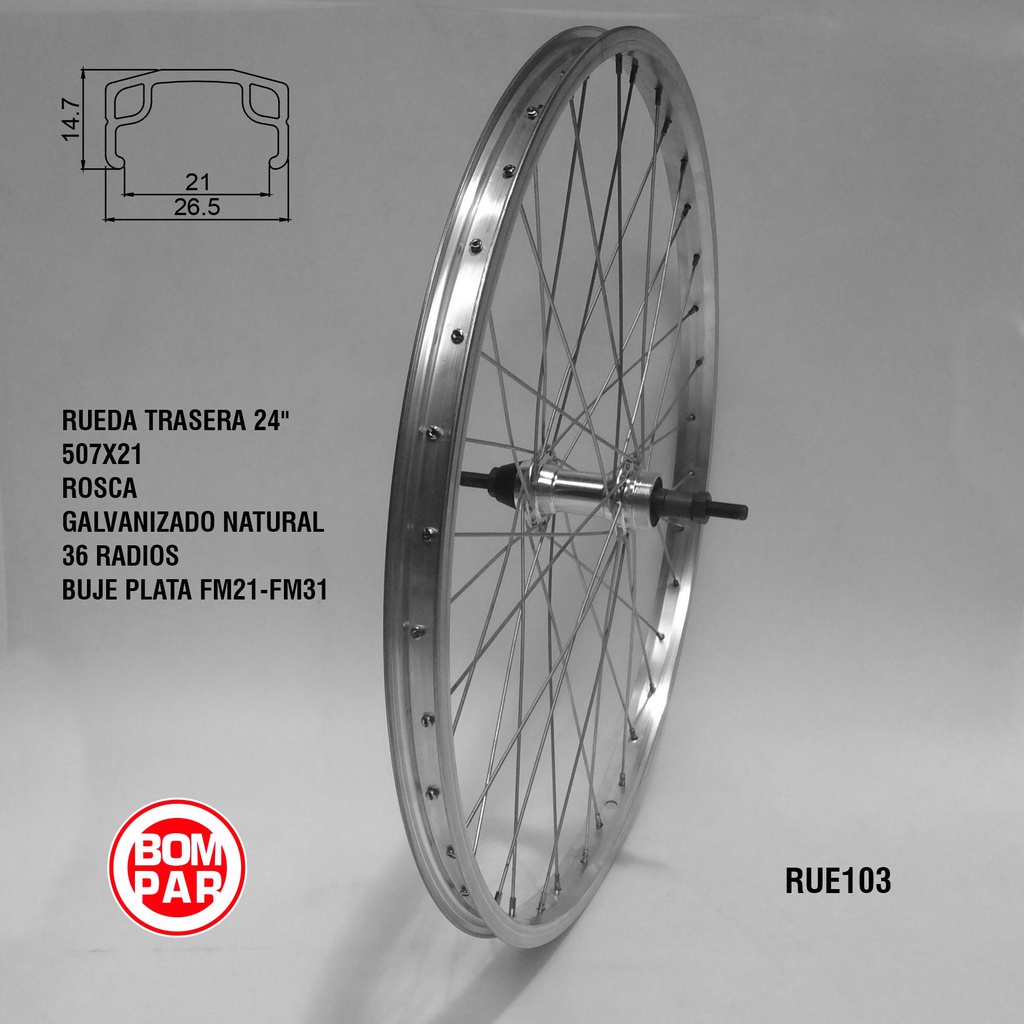 RUEDA TRAS. V-BRAKE 24" 507X21