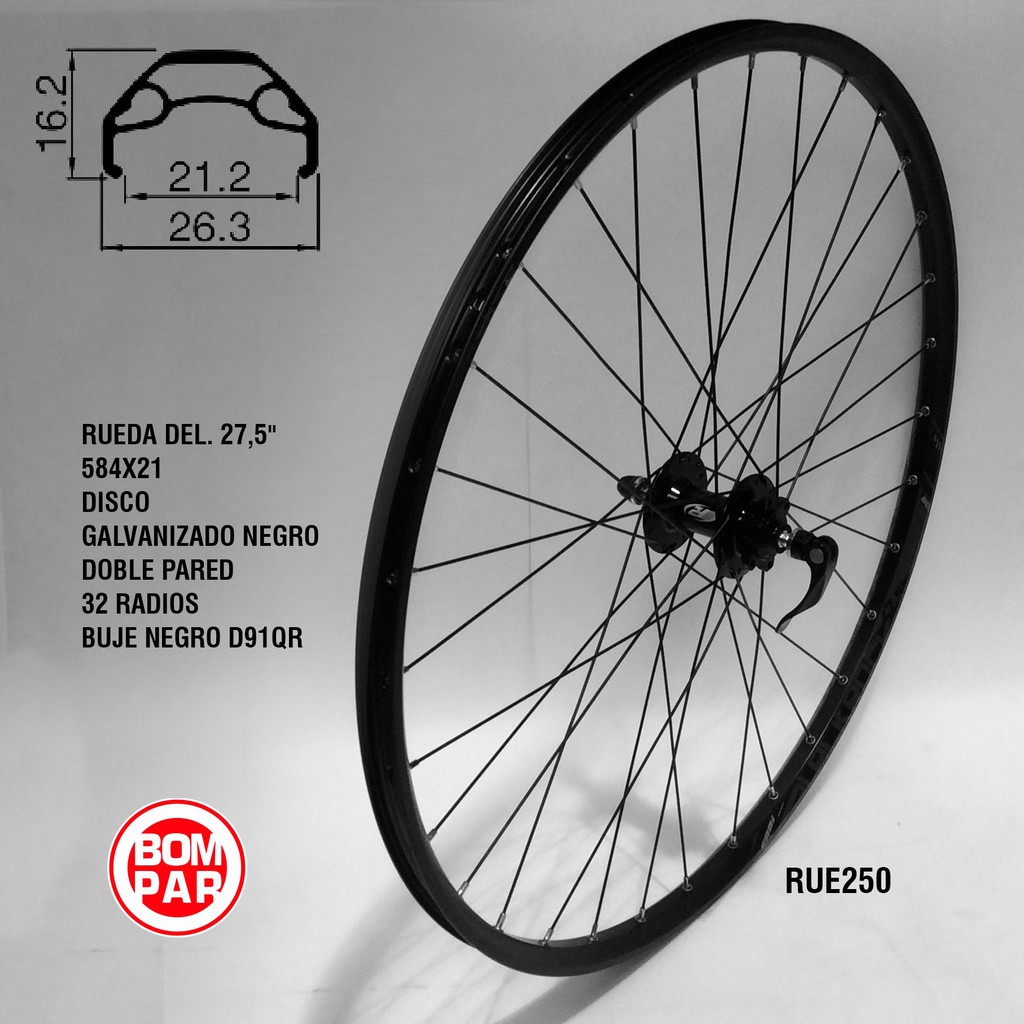 RUEDA DEL. 27,5" 584X21 DISCO